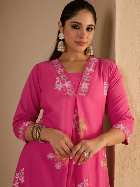 Indo Era Embroidered Pure Cotton Tunic With Trousers Co-Ords