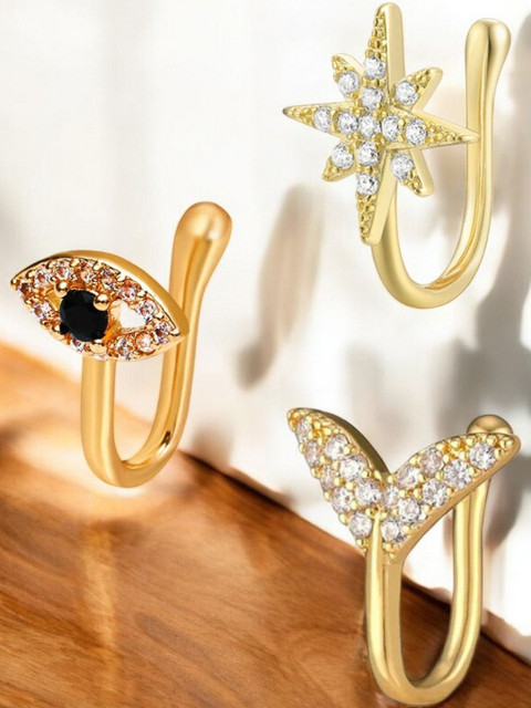 fabula Set Of 3 Cubic Zirconia tudded Stud Nosepins