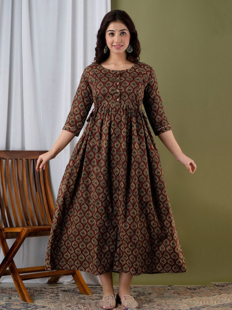 FASHION SWAG Women Ethnic Motifs Printed Pure Cotton Maternity Empire Anarkali Kurti