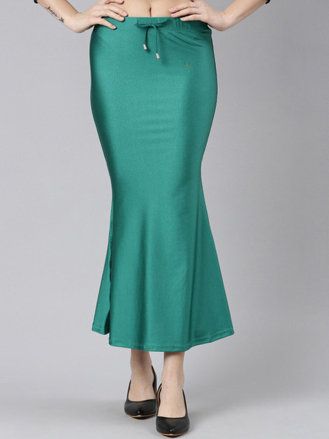 TWIN BIRDS Women Solid Coloured Silky Soft Stretchable Shimmer mermaid Saree Shapewear