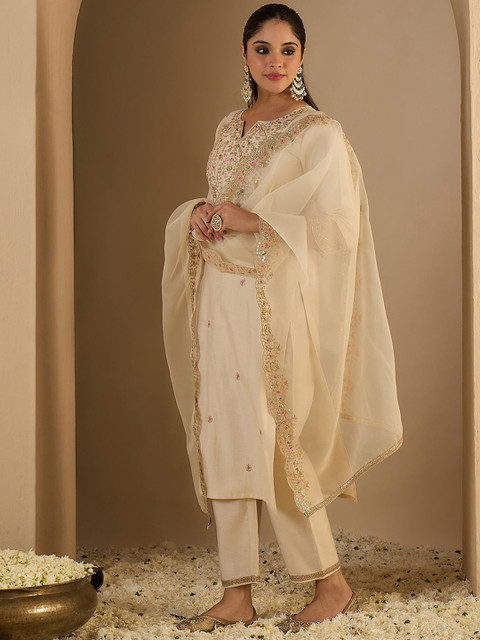 Indo Era Women Ethnic Motifs Printed Kurta with Trousers & Dupatta - Image 3
