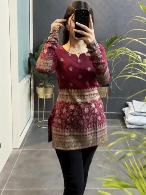 Clothi Fab Floral Printed Round Neck Regular Sleeves Kurta