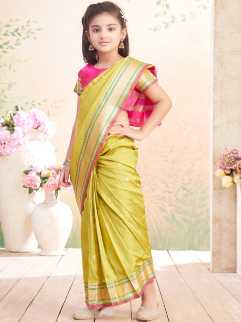 BAESD Girls Woven Design Art Silk Saree - Image 4