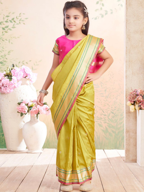 BAESD Girls Woven Design Art Silk Saree