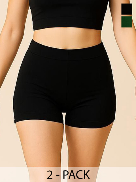 Attire Zone Women Pack of 2 High-Rise High Coverage Stretchable Boyshort Briefs