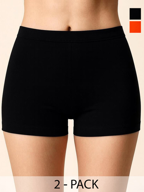 Attire Zone Women Solid Mid-Rise High Coverage Boyshort Briefs