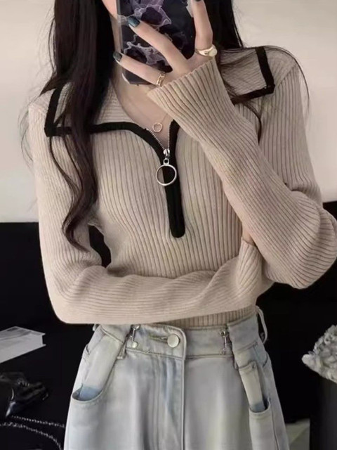 StyleCast Women Ribbed Shirt Collar Pullover