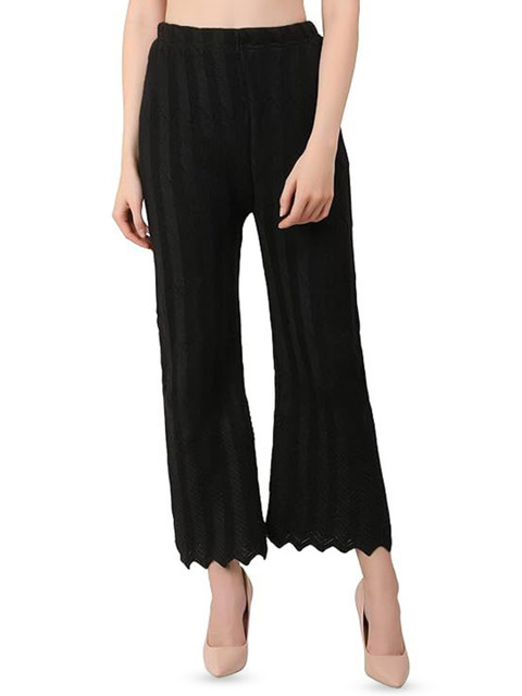 Thrifty Thread Women Embroidered Knitted Palazzos