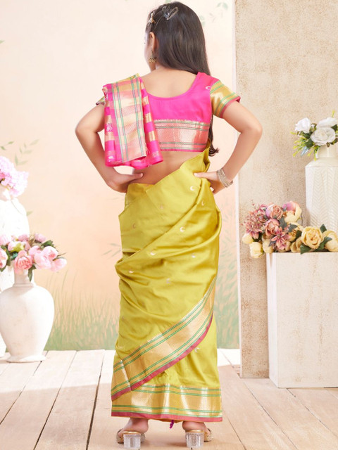 BAESD Girls Woven Design Art Silk Saree - Image 5