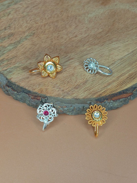 Sangria Women Of 4 Oxidised Cubic Zirconia Clip On Nosepin