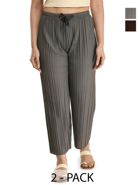Brainbees Women Pack Of 2 Straight Palazzos