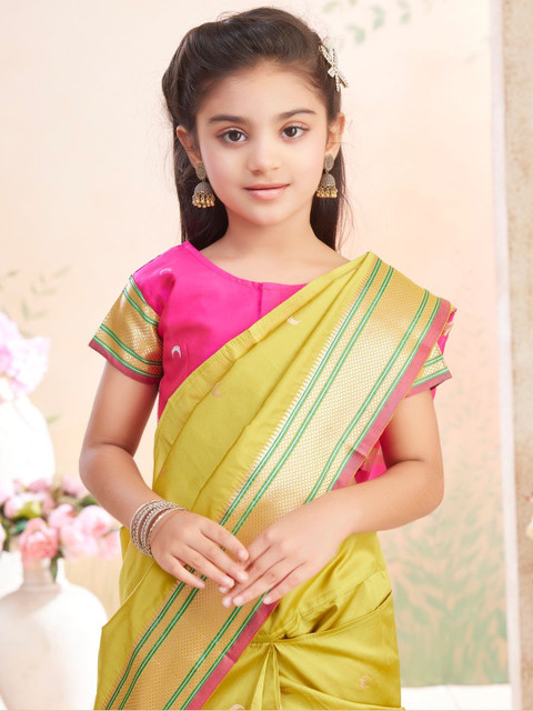 BAESD Girls Woven Design Art Silk Saree - Image 2