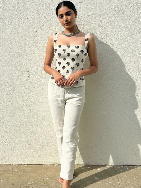 AAHWAN Women Ethnic Motifs Printed Backless Top