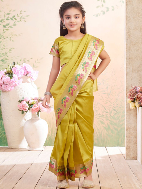 BAESD Girls Woven Design Pant Banarasi Saree