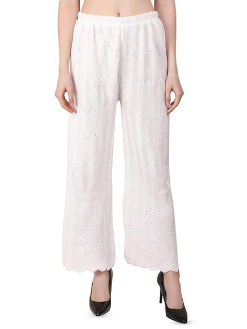 Thrifty Thread Women Geometric Embroidered Knitted Ethnic Palazzos