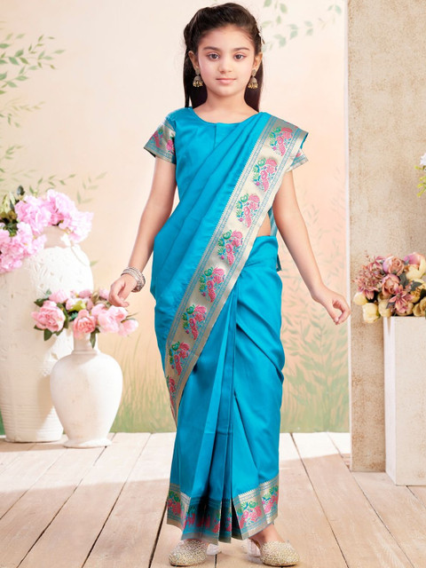 BAESD Girls Solid Ready to Wear Saree