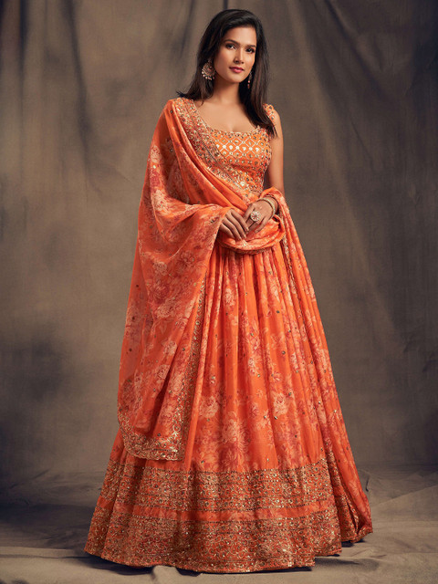 Zeel Clothing Embroidered Sequinned Semi-Stitched Lehenga & Unstitched Choli With Dupatta