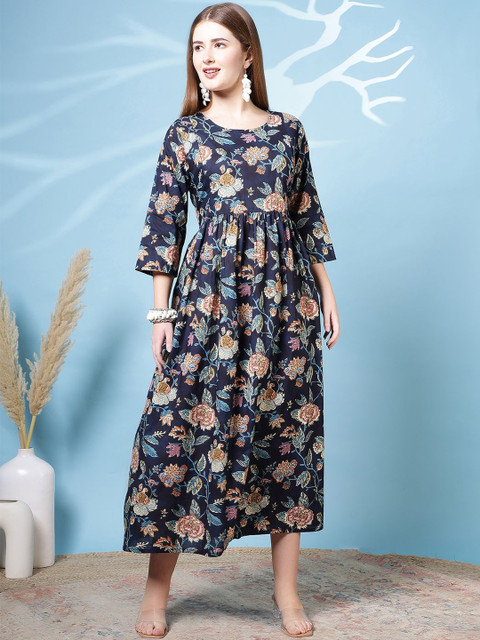 SZN Women Navy Blue Printed Dress