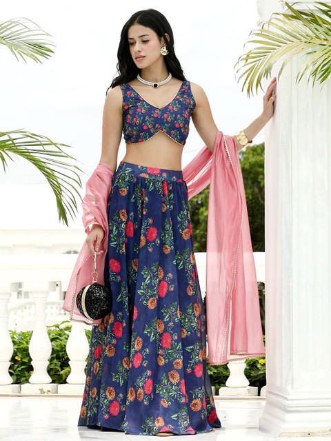QISSA Printed Ready To Wear Lehenga & Blouse With Dupatta