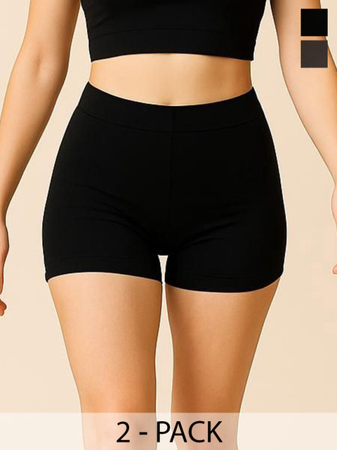 Attire Zone Pack of 2 Women Mid-Rise High Coverage Antimicrobial Boyshort Briefs