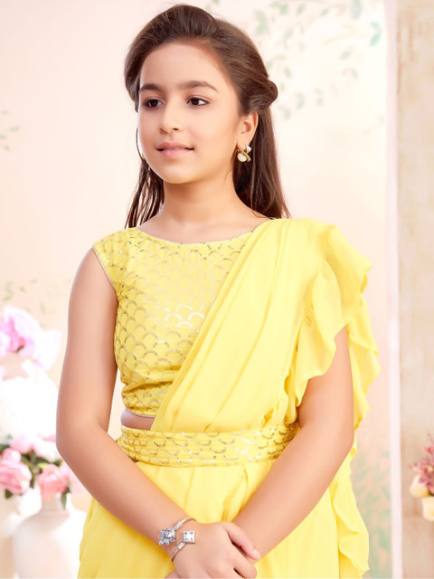 BAESD Girls Embroidered Lehenga Saree With Attached Dupatta - Image 2