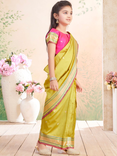 BAESD Girls Woven Design Art Silk Saree - Image 3