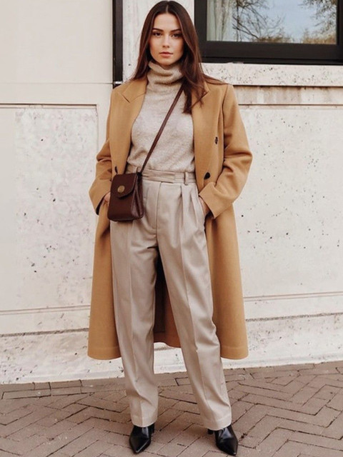 bebe Women Notched Lapel Collared Double-Breasted Longline Trench Coat