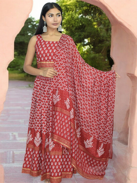 JAIPUR HAND BLOCK Printed Ready to Wear Lehenga & Blouse With Dupatta