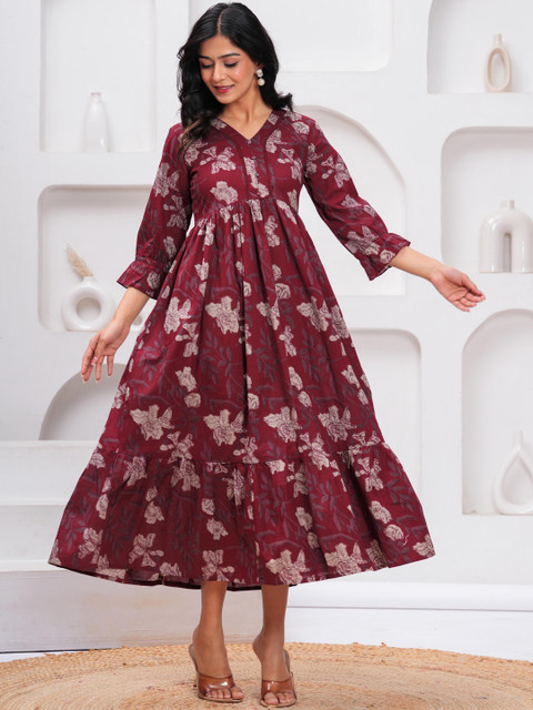 SZN Women Floral Printed Flared Dress