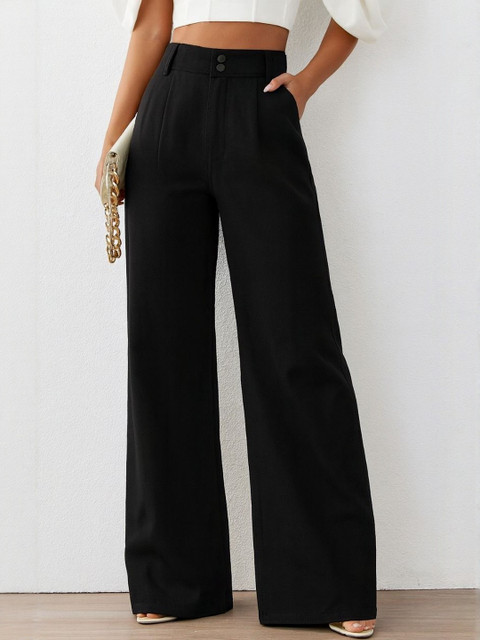 CORSICA Women High-Rise Loose Fit Cotton Regular Trousers