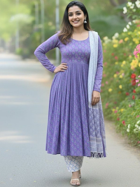 KALINI Women Ethnic Motifs Printed Panelled Kurta with Trousers & With Dupatta