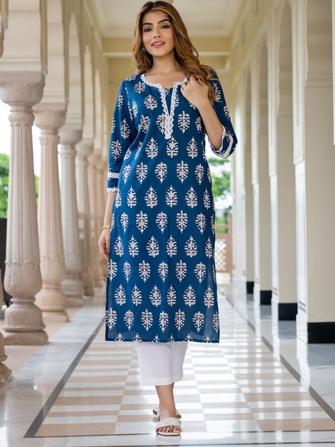 KALINI Women Cotton Straight Kurtas