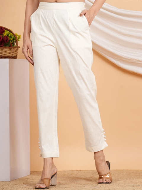 KALINI Women's Offwhite Lycra Trouser (Offwhite)