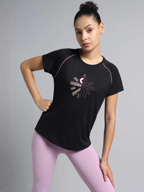 CULT Women Black Cult Branded Recycled Poly Performance T-shirt