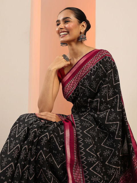 Libas Ethnic Motifs Printed Zari Saree