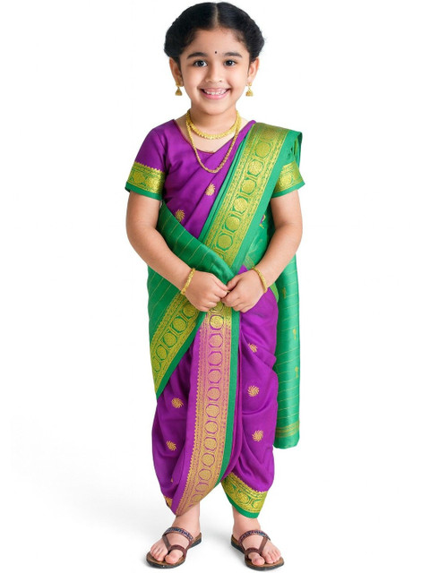 My Lil Princess Woven Design Zari Dhoti Saree