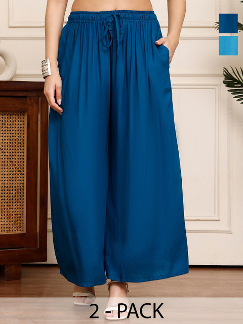 Valles365 by S.C. Women Pack Of 2 Flared Palazzos