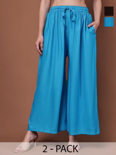 Valles365 by S.C. Pack Of 2 Women Flared Palazzos