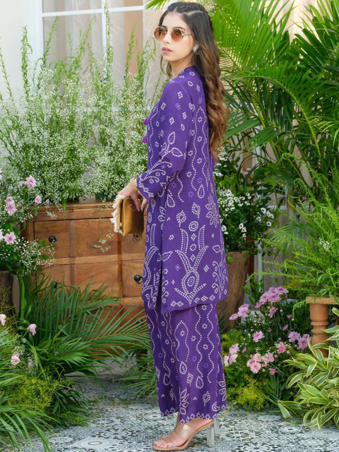 Sangria Women Printed Kurta with Palazzo Co-ord Set - Image 3
