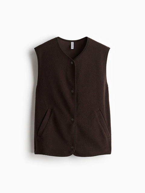 H&M Women Brown Teddy Gilet