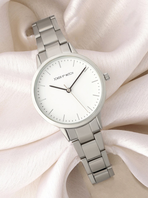 JOKER & WITCH Women White Dial & Silver Toned Stainless Steel Straps Analogue Watch