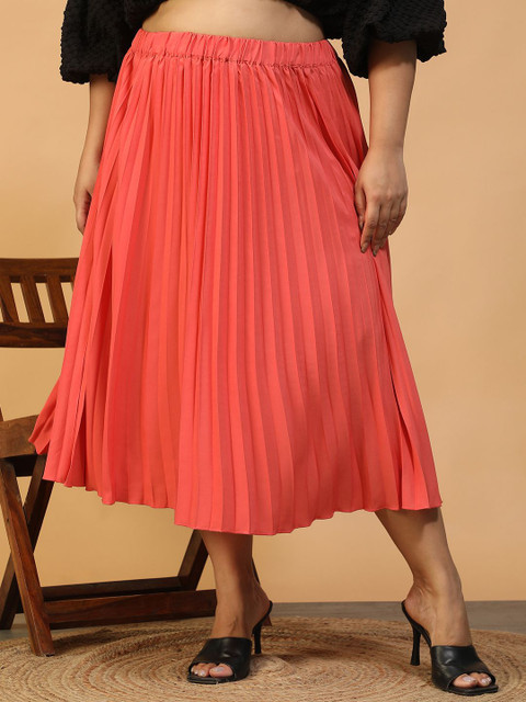 Oxolloxo Plus Size Women A-Line Midi Skirt