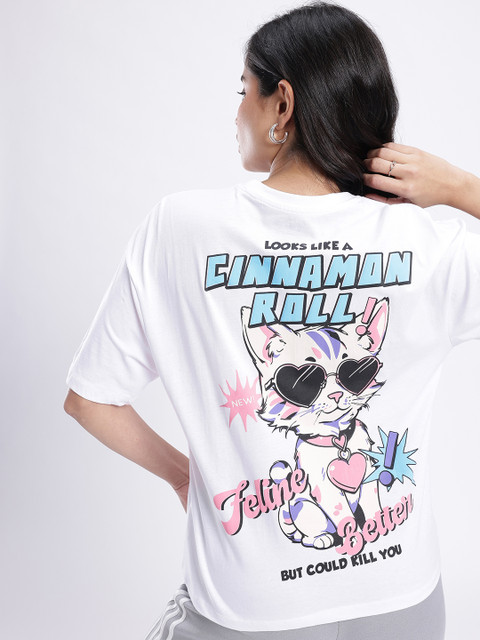 glitchez Oversized Graphic Printed Drop-Shoulder Sleeves Tshirts