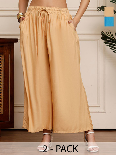 Valles365 by S.C.Pack Of 2 Women Flared Palazzos