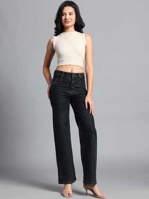 HERE&NOW Women Straight Fit Mid-Rise Jeans