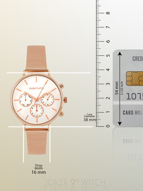 JOKER & WITCH Women Rose Gold-Toned Dial & Rose Gold Bracelet Style Watch AMWW622 - Image 7