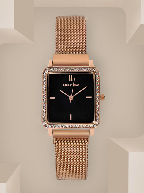 JOKER & WITCH Women Black Printed Dial & Bracelet Style Straps Watch AMWW560