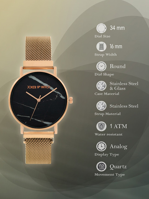 JOKER & WITCH Women Black Printed Dial Bracelet Style Straps Analogue Watch AMWW393 - Image 6