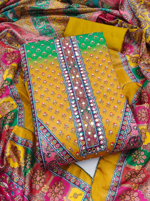 MANVAA Floral Printed Silk Chiffon Unstitched Dress Material