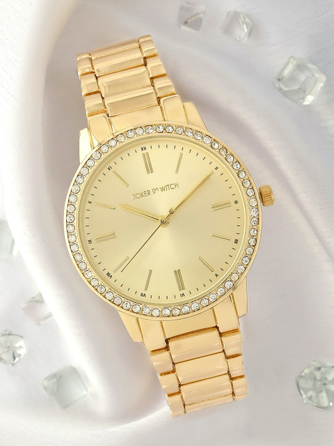 JOKER & WITCH Women Gold-Toned Dial & Stainless Steel Straps Analogue Watch